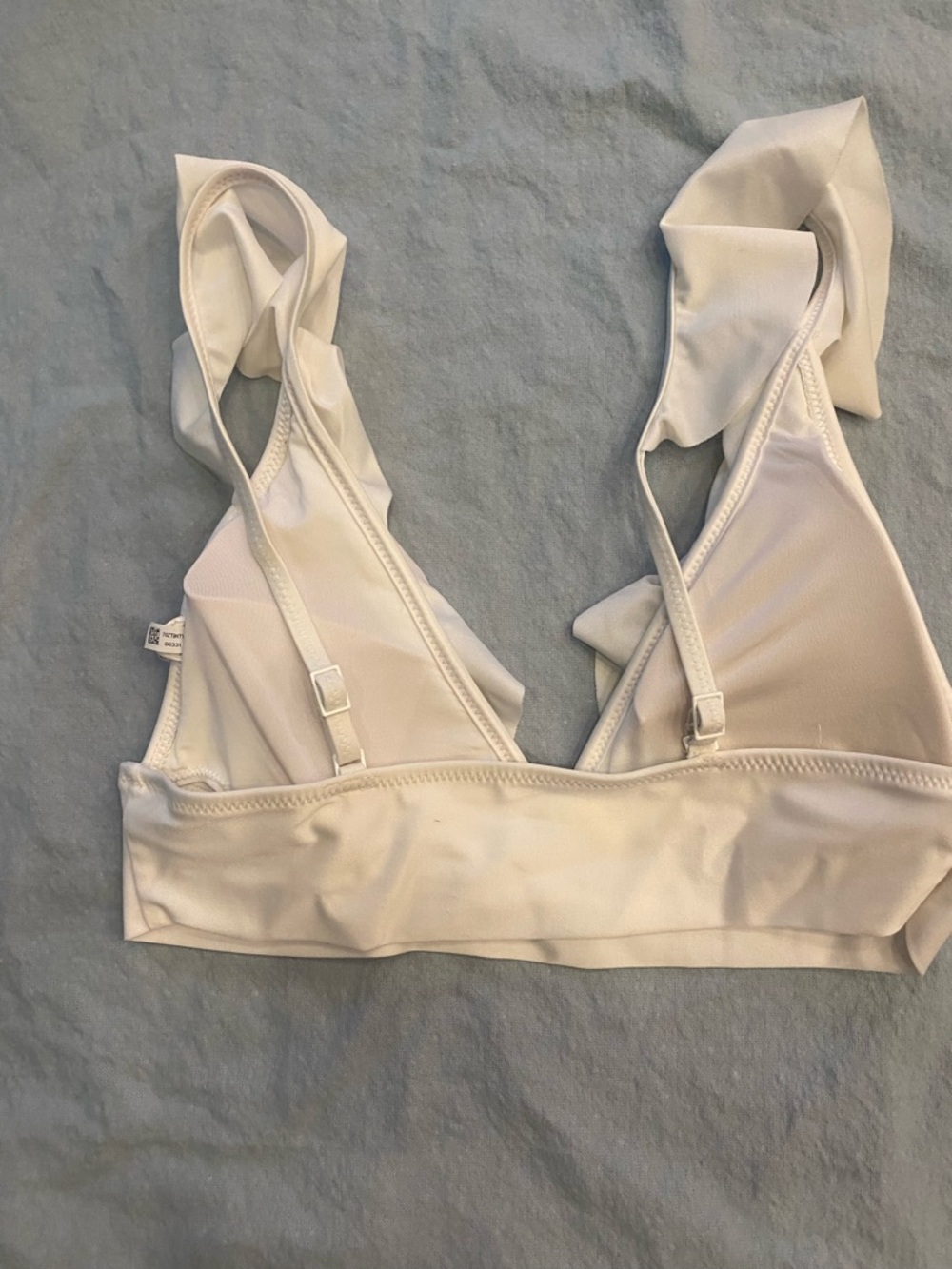 Aerie White Ruffle Longline Bikini Top Medium - Picture 2 of 3